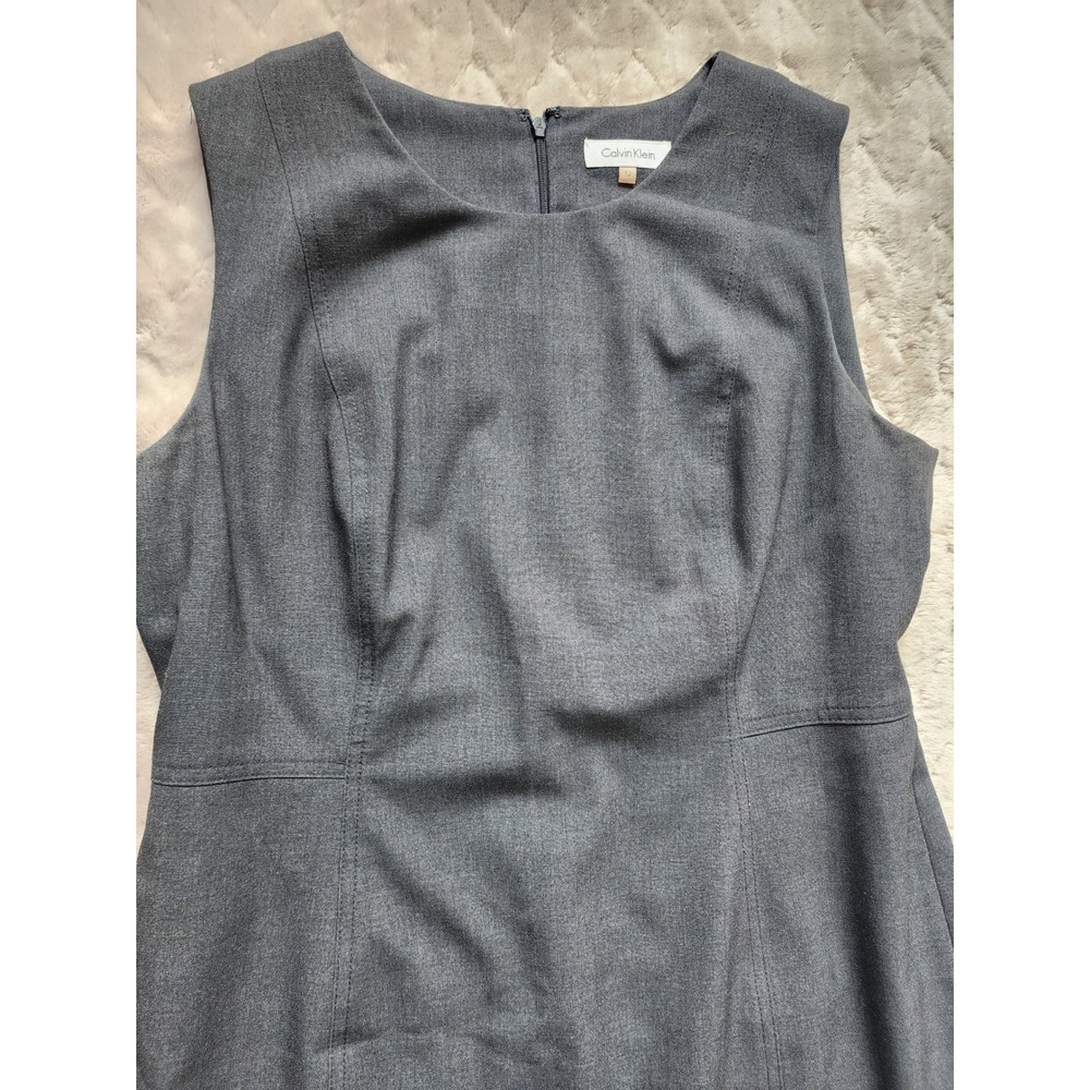 Calvin Klein Womens Gray Sleeveless Sheath Career Dress Size 12